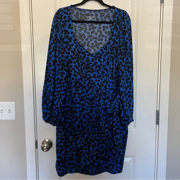 Ava & Viv Dresses & Skirts - Ava Viv Women's Blue and Black Dress Polka Dot XXL